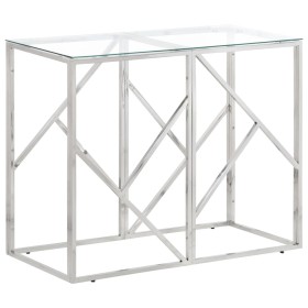 Mesa consola acero inoxidable plateado y vidrio templado de vidaXL, Mesas auxiliares - Ref: Foro24-349985, Precio: 137,12 €, ...
