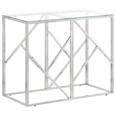Mesa consola acero inoxidable plateado y vidrio templado de vidaXL, Mesas auxiliares - Ref: Foro24-349985, Precio: 137,12 €, ...