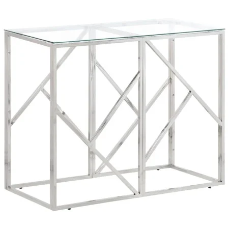 Mesa consola acero inoxidable plateado y vidrio templado de vidaXL, Mesas auxiliares - Ref: Foro24-349985, Precio: 128,45 €, ...