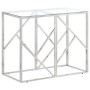 Mesa consola acero inoxidable plateado y vidrio templado de vidaXL, Mesas auxiliares - Ref: Foro24-349985, Precio: 137,12 €, ...