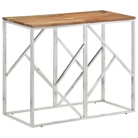 Mesa consola acero inoxidable y madera maciza acacia plateada de vidaXL, Mesas auxiliares - Ref: Foro24-349991, Precio: 85,63...