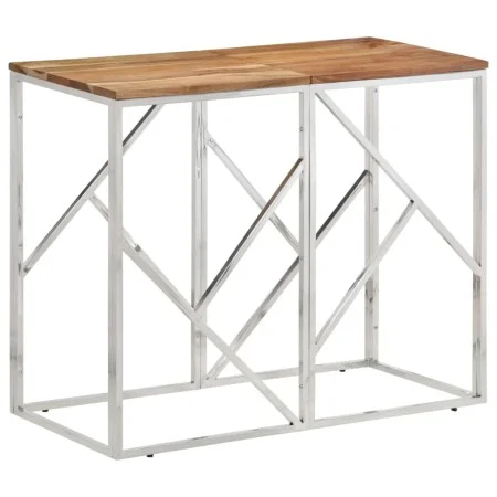 Console table stainless steel and solid silver acacia wood by vidaXL, Side tables - Ref: Foro24-349991, Price: 85,63 €, Disco...