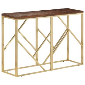 Mesa consola acero inoxidable madera maciza traviesa dorado de vidaXL, Mesas auxiliares - Ref: Foro24-349998, Precio: 102,84 ...
