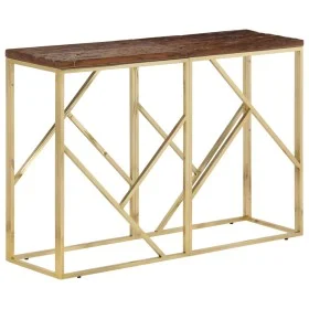 Mesa consola acero inoxidable madera maciza traviesa dorado de vidaXL, Mesas auxiliares - Ref: Foro24-349998, Precio: 101,92 ...