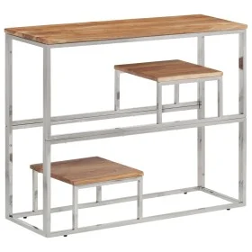 Konsolentisch aus Edelstahl und massivem Akazienholz in Silber von vidaXL, Seitentische - Ref: Foro24-350015, Preis: 84,22 €,...