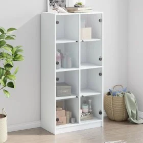 Aparador alto con puertas madera ingeniería blanco 68x37x142 cm de vidaXL, Aparadores - Ref: Foro24-3295857, Precio: 124,48 €...