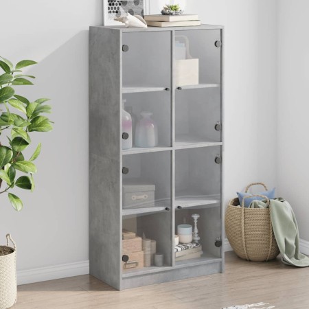 Aparador alto con puertas madera gris hormigón 68x37x142 cm de vidaXL, Aparadores - Ref: Foro24-3295860, Precio: 139,77 €, De...