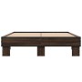 Estructura cama madera ingeniería metal marrón roble 120x190 cm de vidaXL, Camas y somieres - Ref: Foro24-845891, Precio: 81,...