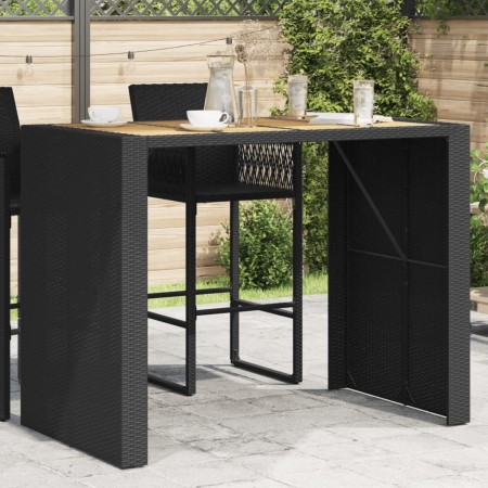 Mesa de jardín superficie de madera ratán PE negro 145x80x110cm de vidaXL, Mesas de jardín - Ref: Foro24-368698, Precio: 229,...