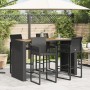 Mesa de jardín superficie de madera ratán PE negro 185x80x110cm de vidaXL, Mesas de jardín - Ref: Foro24-368700, Precio: 262,...
