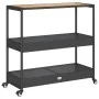 Bar cart 3 levels PE rattan and solid black acacia wood by vidaXL, Kitchen and dining carts - Ref: Foro24-368723, Price: 161,...