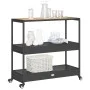Bar cart 3 levels PE rattan and solid black acacia wood by vidaXL, Kitchen and dining carts - Ref: Foro24-368723, Price: 161,...