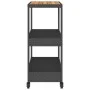 Bar cart 3 levels PE rattan and solid black acacia wood by vidaXL, Kitchen and dining carts - Ref: Foro24-368723, Price: 161,...