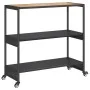Bar cart 3 levels PE rattan and solid black acacia wood by vidaXL, Kitchen and dining carts - Ref: Foro24-368723, Price: 161,...