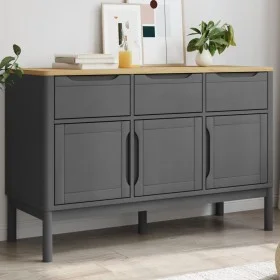 Aparador FLORO madera maciza de pino gris 114x43x74 cm de vidaXL, Aparadores - Ref: Foro24-374025, Precio: 205,91 €, Descuent...