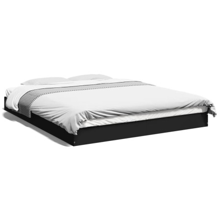 Estructura de cama madera de ingeniería negra 150x200 cm de vidaXL, Camas y somieres - Ref: Foro24-842015, Precio: 93,30 €, D...