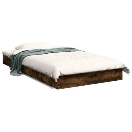 Estructura de cama madera de ingeniería roble humo 100x200 cm de vidaXL, Camas y somieres - Ref: Foro24-842060, Precio: 62,59...
