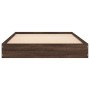 Estructura de cama madera de ingeniería marrón roble 100x200 cm de vidaXL, Camas y somieres - Ref: Foro24-842062, Precio: 65,...