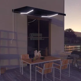 Manual retractable awning with LED anthracite gray 350x250 cm by vidaXL, Awnings - Ref: Foro24-3051244, Price: 450,01 €, Disc...