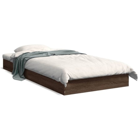Estructura de cama madera de ingeniería roble marrón 90x200 cm de vidaXL, Camas y somieres - Ref: Foro24-842069, Precio: 66,7...