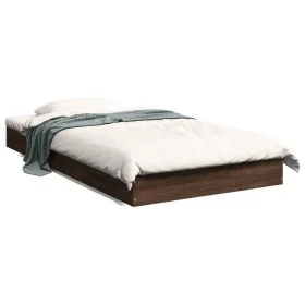 Estructura de cama madera de ingeniería marrón roble 90x190 cm de vidaXL, Camas y somieres - Ref: Foro24-842076, Precio: 66,8...