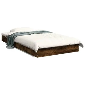 Smoked oak engineered wood bed frame 90x190 cm by vidaXL, Beds and slatted bases - Ref: Foro24-842074, Price: 60,28 €, Discou...