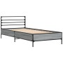 Estructura cama madera ingeniería metal gris Sonoma 75x190 cm de vidaXL, Camas y somieres - Ref: Foro24-845625, Precio: 66,61...