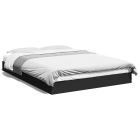 Estructura de cama madera de ingeniería negra 135x190 cm de vidaXL, Camas y somieres - Ref: Foro24-842043, Precio: 87,94 €, D...
