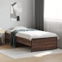 Estructura cama madera ingeniería metal marrón roble 90x190 cm de vidaXL, Camas y somieres - Ref: Foro24-845250, Precio: 75,4...