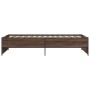 Estructura cama madera ingeniería metal marrón roble 90x190 cm de vidaXL, Camas y somieres - Ref: Foro24-845250, Precio: 75,4...