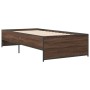 Estructura cama madera ingeniería metal marrón roble 90x190 cm de vidaXL, Camas y somieres - Ref: Foro24-845250, Precio: 75,4...