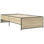 Estructura cama madera ingeniería metal roble Sonoma 75x190 cm de vidaXL, Camas y somieres - Ref: Foro24-845252, Precio: 86,0...