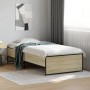 Estructura cama madera ingeniería metal roble Sonoma 75x190 cm de vidaXL, Camas y somieres - Ref: Foro24-845252, Precio: 86,0...