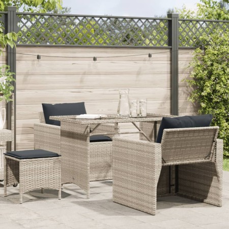 Set de sofás de jardín 4 pzas y cojines ratán sintético gris de vidaXL, Conjuntos de jardín - Ref: Foro24-366364, Precio: 232...