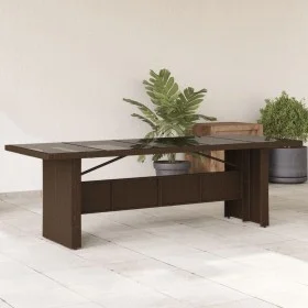 Garden table glass surface PE rattan brown 240x90x75cm by vidaXL, Garden tables - Ref: Foro24-365598, Price: 286,88 €, Discou...