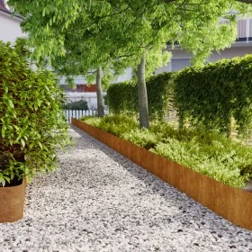 Bordes de césped acero corten flexible 10 piezas 25x103 cm de vidaXL, Recortadoras de césped - Ref: Foro24-821896, Precio: 88...
