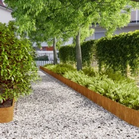Bordes de césped acero corten flexible 10 piezas 20x103 cm de vidaXL, Recortadoras de césped - Ref: Foro24-821894, Precio: 76...