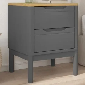Mesita de noche FLORO madera maciza de pino gris 45x39x57 cm de vidaXL, Mesitas de noche - Ref: Foro24-374004, Precio: 71,58 ...