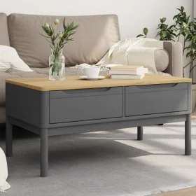 Mesa de centro FLORO madera maciza de pino gris 99x55,5x45 cm de vidaXL, Mesas de centro - Ref: Foro24-374019, Precio: 125,16...