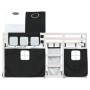 Litera con cortinas madera maciza pino blanco y negro 90x190 cm de vidaXL, Camas y somieres - Ref: Foro24-3284030, Precio: 18...
