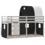 Litera con cortinas madera maciza pino blanco y negro 90x190 cm de vidaXL, Camas y somieres - Ref: Foro24-3284030, Precio: 18...