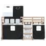 Litera con cortinas madera maciza pino blanco y negro 90x200 cm de vidaXL, Camas y somieres - Ref: Foro24-3284018, Precio: 19...