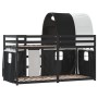 Litera con cortinas madera maciza pino blanco y negro 90x200 cm de vidaXL, Camas y somieres - Ref: Foro24-3284024, Precio: 25...