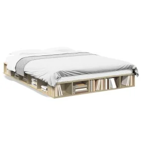 Estructura de cama madera de ingeniería roble Sonoma 160x200 cm de vidaXL, Camas y somieres - Ref: Foro24-3280463, Precio: 16...