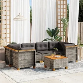 7-piece garden sofa set with gray synthetic rattan cushions by vidaXL, Garden sets - Ref: Foro24-3261744, Price: 569,21 €, Di...