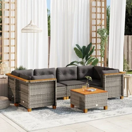 7-piece garden sofa set with gray synthetic rattan cushions by vidaXL, Garden sets - Ref: Foro24-3261744, Price: 569,21 €, Di...