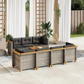 Set de sofás de jardín 8 pzas y cojines ratán sintético gris de vidaXL, Conjuntos de jardín - Ref: Foro24-3261750, Precio: 69...