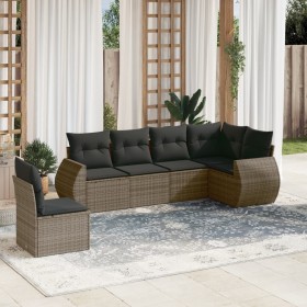 Set de muebles de jardín 6 pzas y cojines ratán sintético gris en Conjuntos de jardín | Comprar online en Foru.es