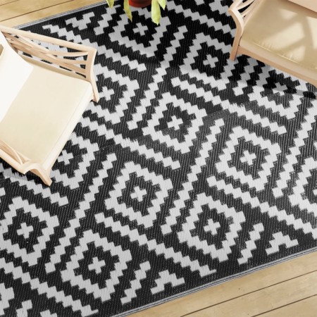 Alfombra de exterior PP blanco y negro 190x290 cm de vidaXL, Protectores para exterior - Ref: Foro24-368574, Precio: 60,14 €,...