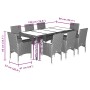 Set de comedor jardín 9 pzas con cojines ratán PE acacia gris de vidaXL, Conjuntos de jardín - Ref: Foro24-3278680, Precio: 6...